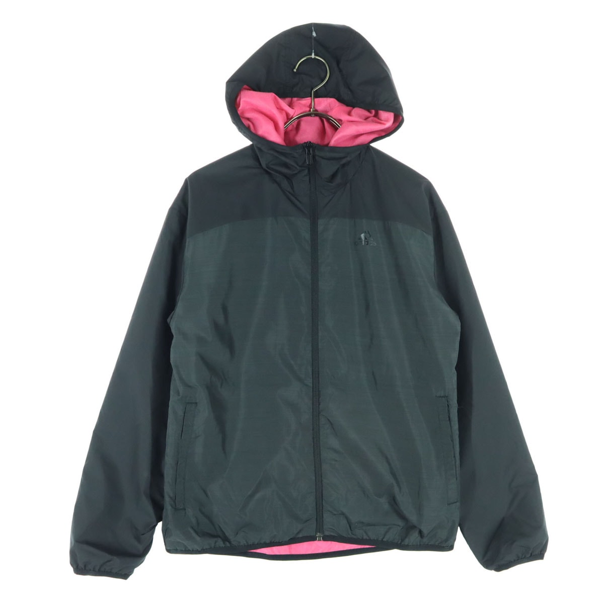 美品 adidas アディダス 長袖 ナイロンジャケット M ブラック フーディー