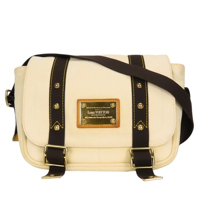【中古】 ルイ・ヴィトン ショルダーバッグ アンティグア ブザス M40042 キャンバス エクリュ アイボリー ブラウン 斜め掛け カジュアル レディース 女性 LOUIS VUITTON