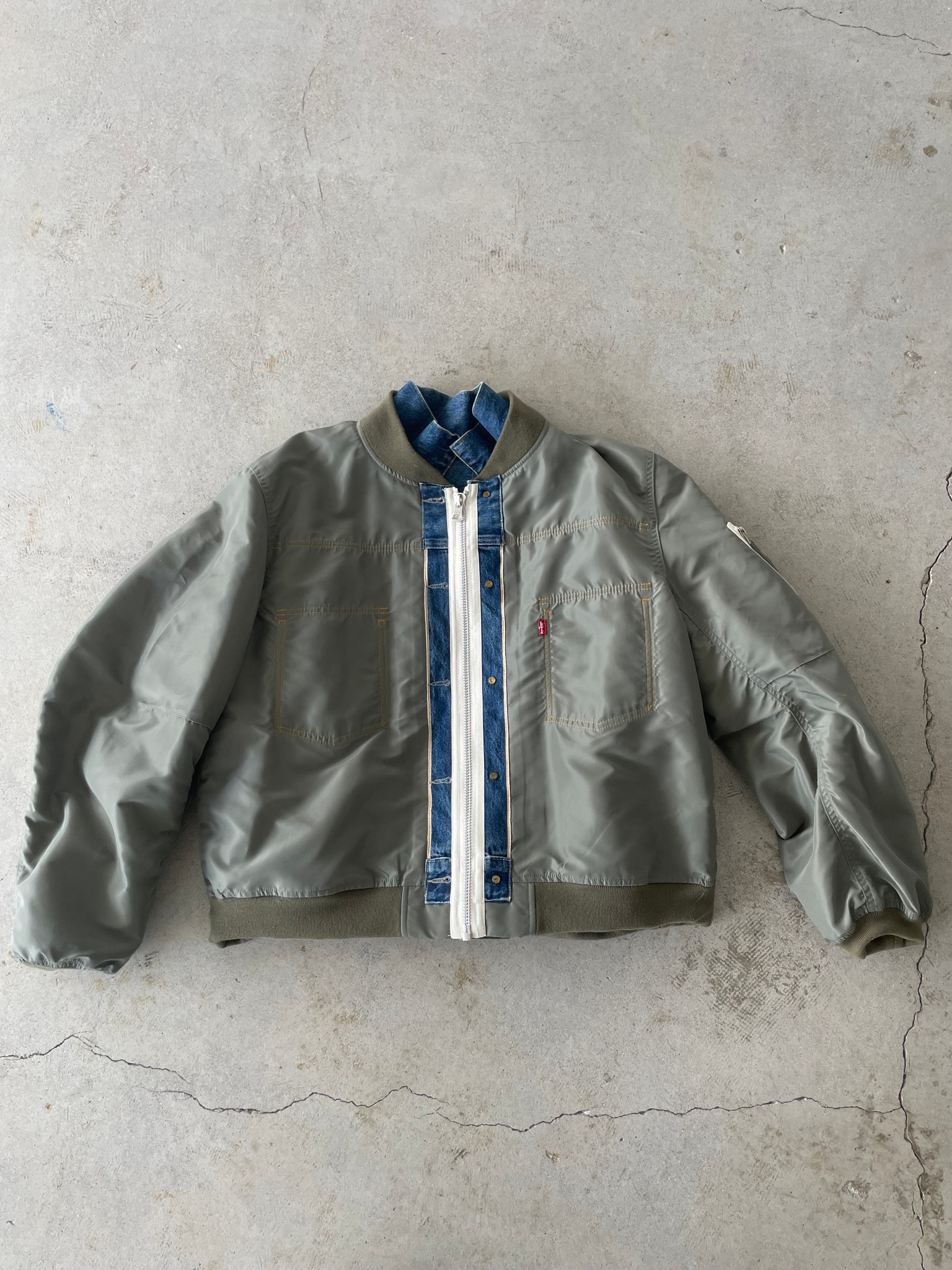 sacai x Levi's Men's Denim x Nylon Twill Reversible Blouson "Blue/Khaki" 25-03707M