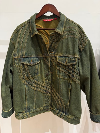 Supreme S Logo Denim Trucker Jacket "Dirty Green"