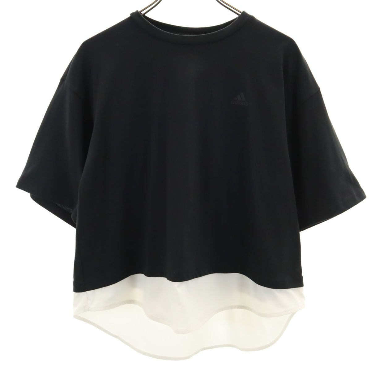 adidas 5分袖 レイヤード カットソー