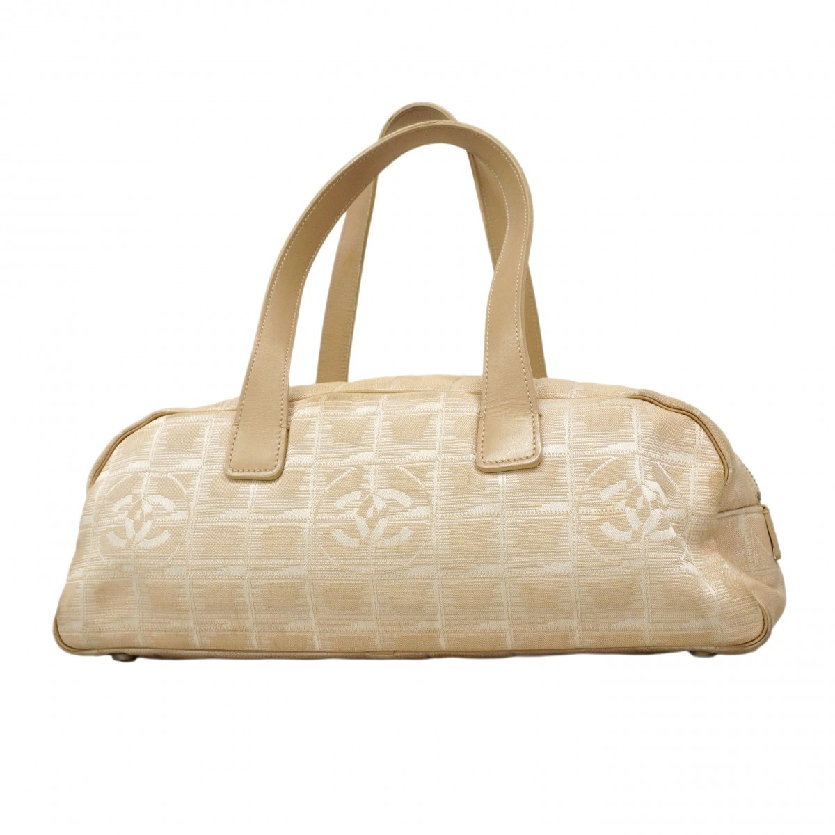 ★SALE【6da0748-k】シャネル ハンドバッグ ニュートラベル ナイロン ベージュ シルバー金具【中古】レディース