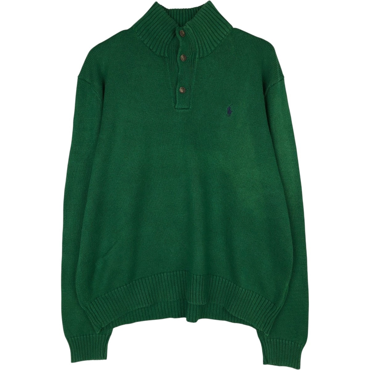 古着 ラルフローレン Ralph Lauren POLO by Ralph Lauren ハイネック ハーフボタンコットンニットセーター メンズXL相当/eaa654424
