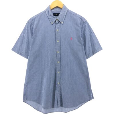 古着 ラルフローレン Ralph Lauren RALPH LAUREN シアサッカー 半袖 ボタンダウン ストライプシャツ メンズL相当/eaa562958