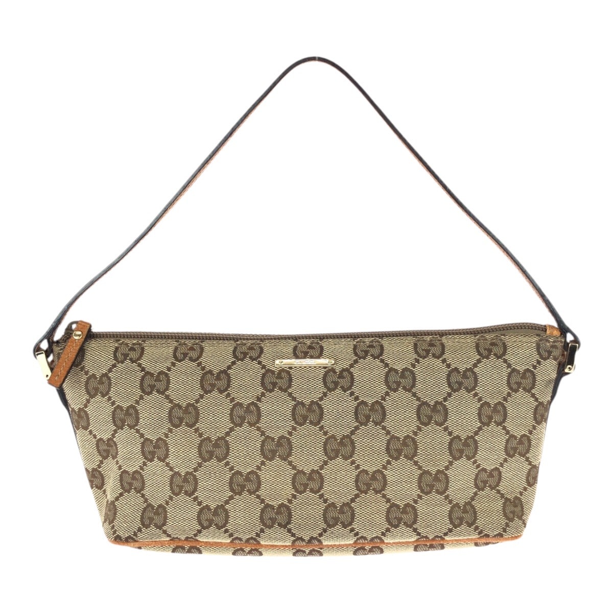 美品 GUCCI グッチ ヴィンテージ ベージュ ゴールド金具 GGキャンバス レザー/ ハンドバッグ ポーチ 604065 【中古】