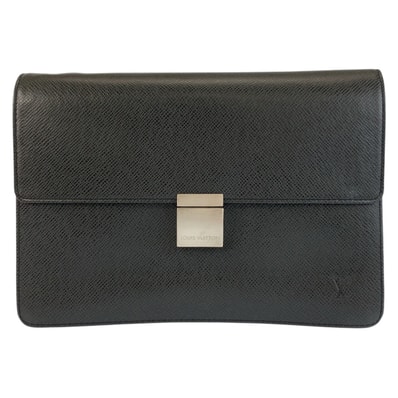 LOUIS VUITTON ルイヴィトン タイガ セレンガ ブラック 黒 シルバー金具 レザー クラッチバッグ セカンドバッグ 602393 【中古】