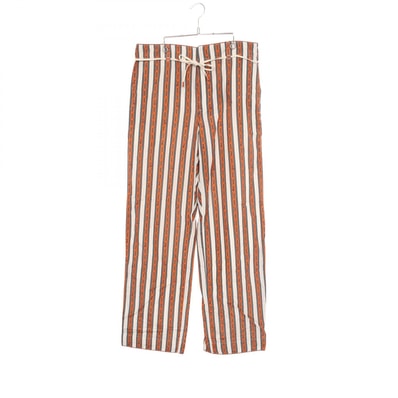 ルイ・ヴィトン LOUIS VUITTON チェーンデザイン ストライプ パンツ 衣料品 ボトムス コットン シルク グレー メンズ ホワイト系 / グレー系 / オレンジ系 RM192M NLJ HHP17W 【中古】