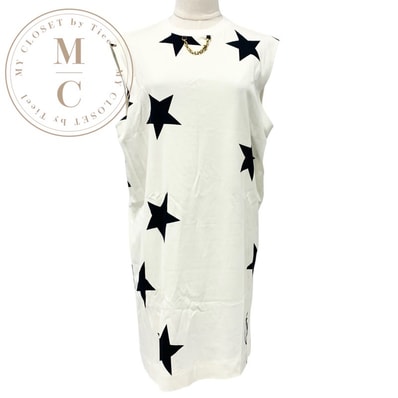 ルイヴィトン LOUIS VUITTON ワンピース コットン ホワイト ブラック ゴールド ロゴ スター