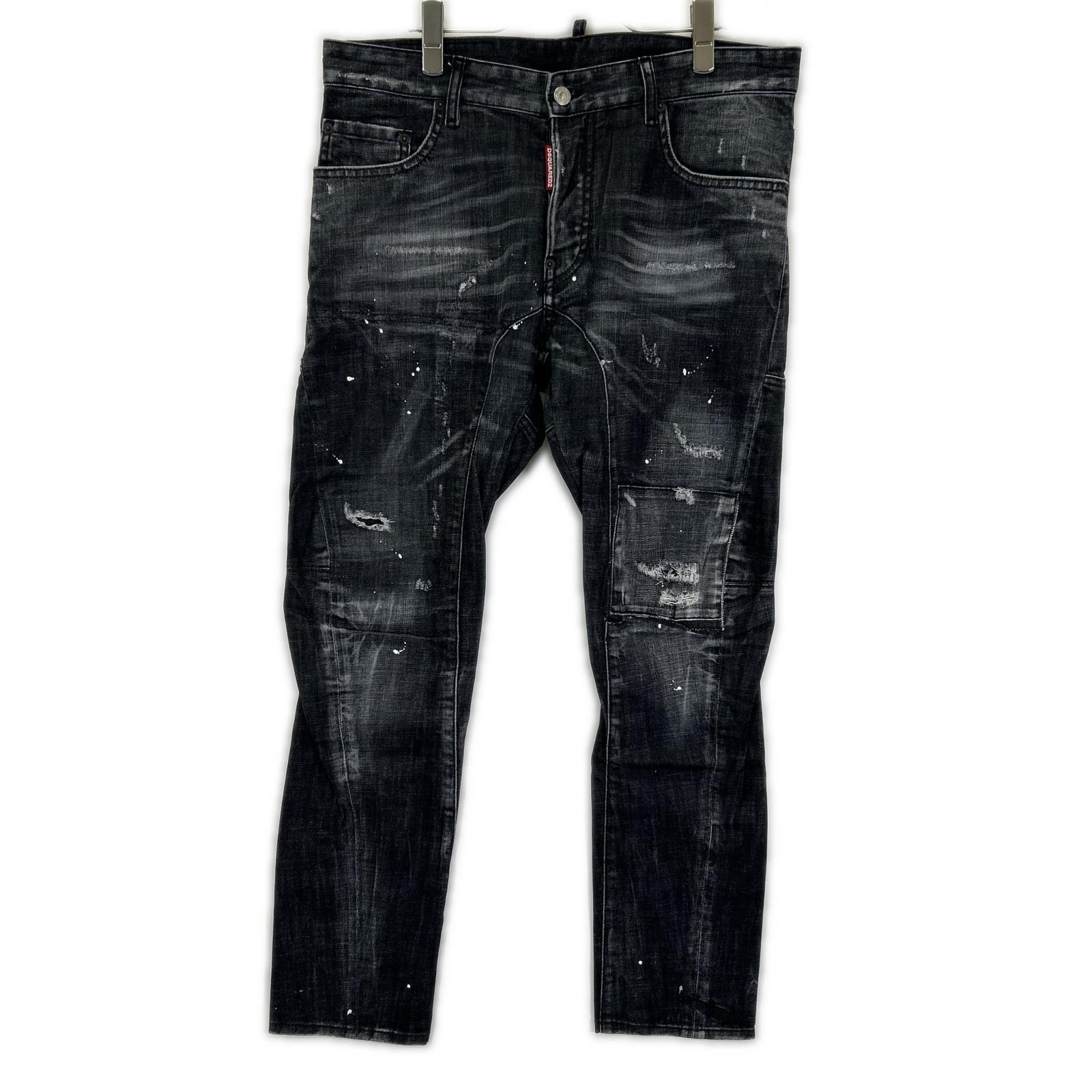 ディースクエアード S74LB1360 ブラック コットン TIDY BIKER JEANS/タイディバイカー デニムパンツ 48
