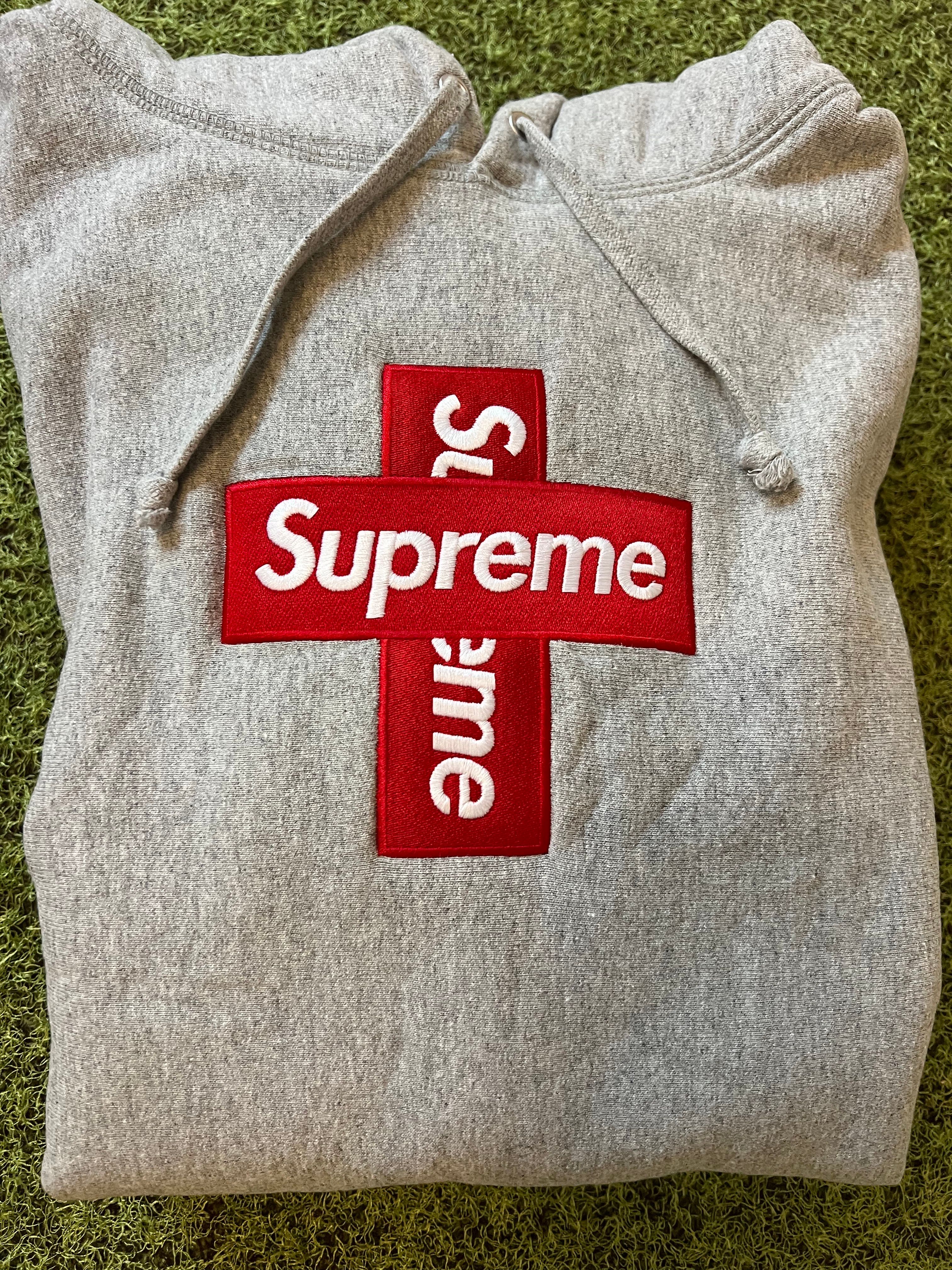 Supreme Cross Box Logo Hooded Sweatshirt "Grey"