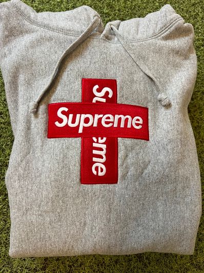 Supreme Cross Box Logo Hooded Sweatshirt "Grey"