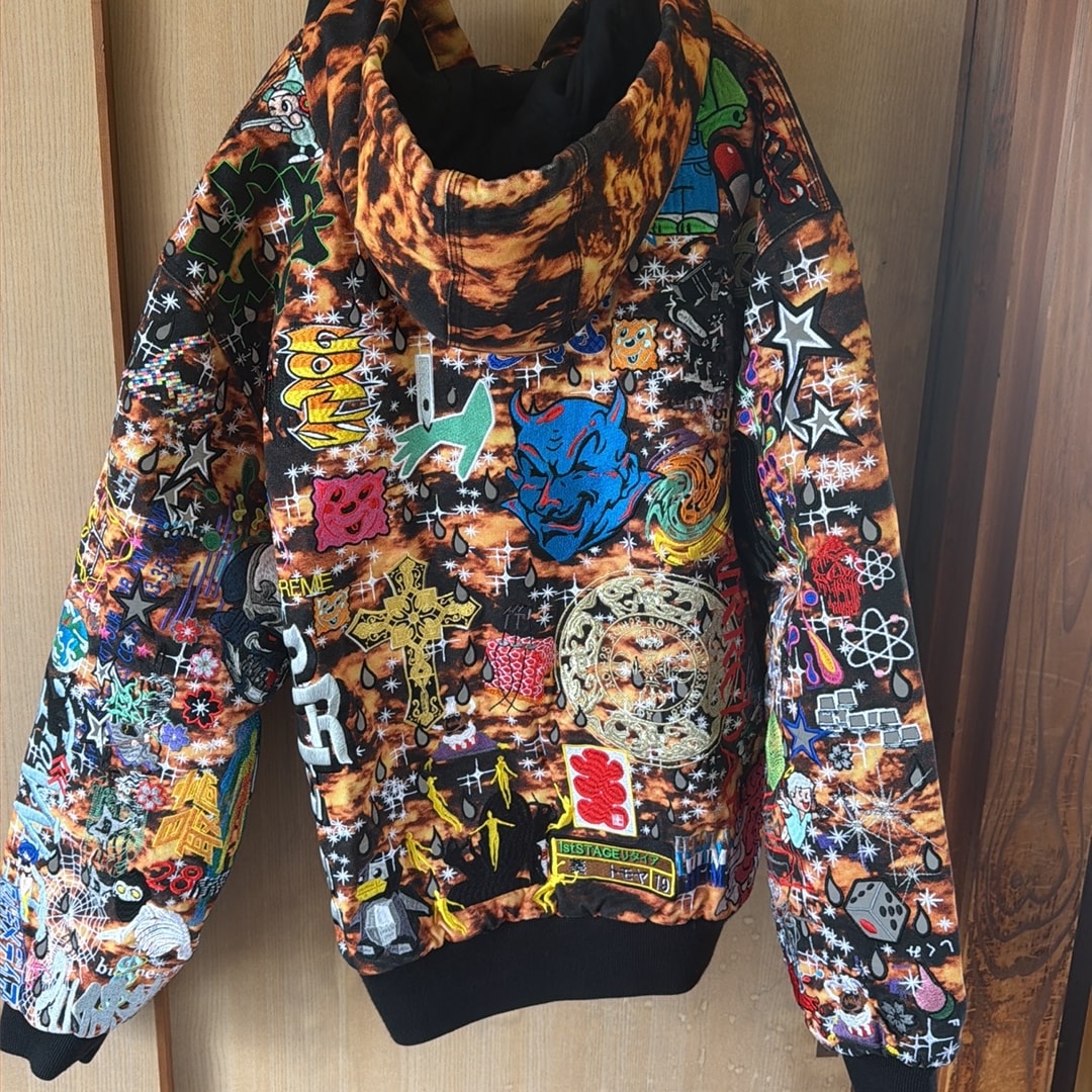 Supreme AOI Embroidered Hooded Work Jacket "Flames"