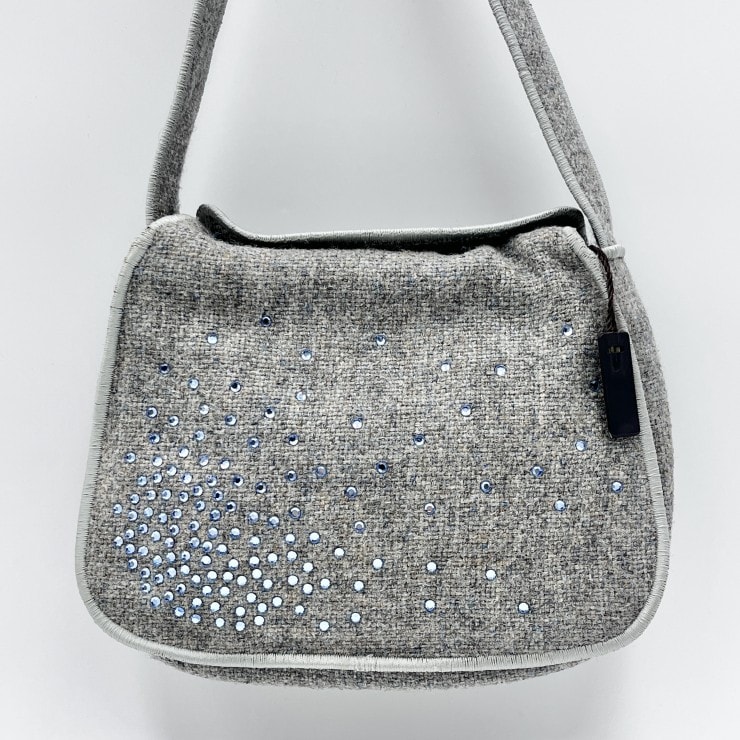 BOTTEGA VENETA(ボッテガヴェネタ)ショルダーバッグ ラインストーン グレー系 ツイード系 ワンショルダーバッグ レディース【中古】