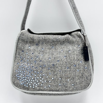 BOTTEGA VENETA(ボッテガヴェネタ)ショルダーバッグ ラインストーン グレー系 ツイード系 ワンショルダーバッグ レディース【中古】
