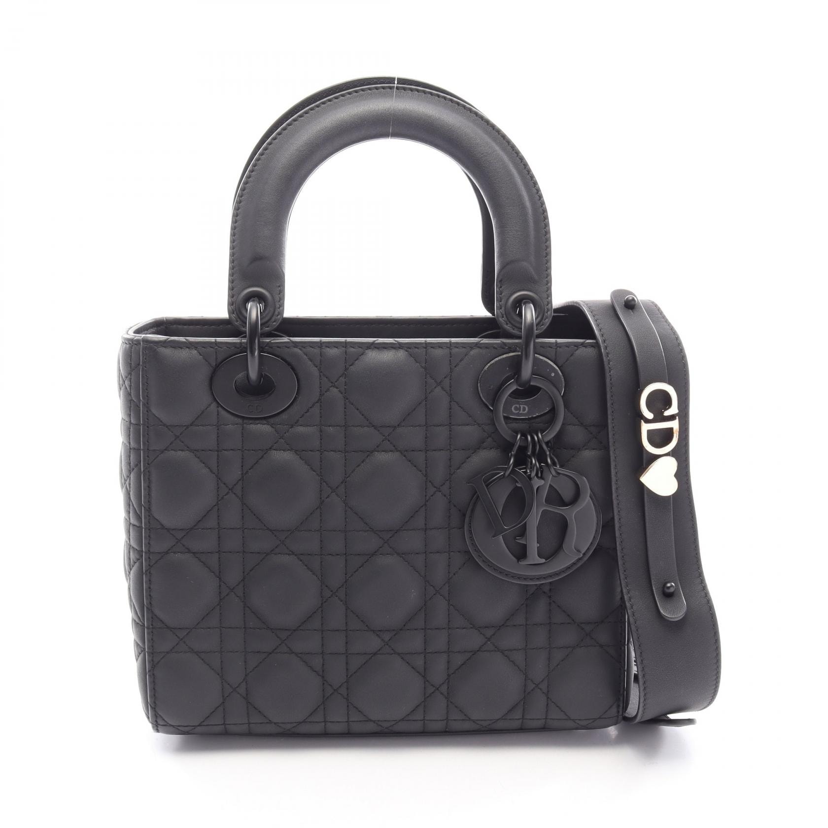 ディオール Dior LADY DIOR MY ABCDIOR レディディオール スモール カナージュ 2WAY ハンドバッグ バッグ レザー レディース ブラック系 M0538SLOI_M989 【中古】