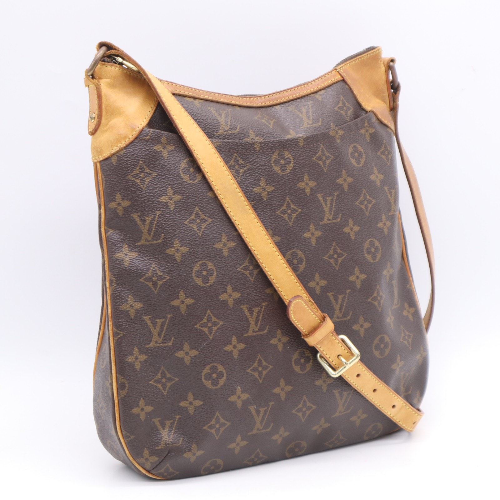 LOUIS VUITTON ルイ・ヴィトン モノグラム オデオンMM M56389 ショルダーバッグ ブラウン ベージュ コーティングキャンバス レザー レディース