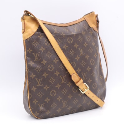 LOUIS VUITTON ルイ・ヴィトン モノグラム オデオンMM M56389 ショルダーバッグ ブラウン ベージュ コーティングキャンバス レザー レディース