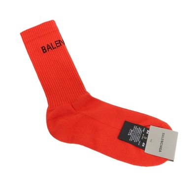 【中古】【未使用】バレンシアガ BALENCIAGA コットンナイロンポリウレタン ソックス レッドxブラック【サイズXL(28~30cm)】【メンズ】
