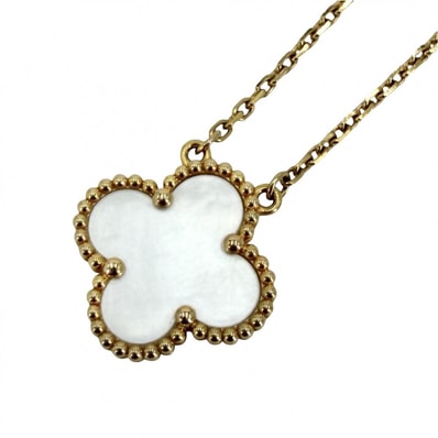 Van Cleef & Arpels ヴァンクリーフ&アーペル ネックレス ヴィンテージアルハンブラ アジャスター付き K18イエローゴールド マザーオブパール VCARA45900 ホワイト 白 レディース 約5.2g 美品【中古品】