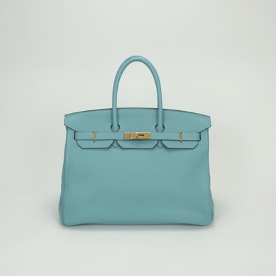 エルメス HERMES バーキン35 バーキン 35 バッグ トートバッグ トリヨンクレマンス ブルーアトール Blueatoll ブルー Blue 青 水色 ゴールド金具 ハンドバッグ