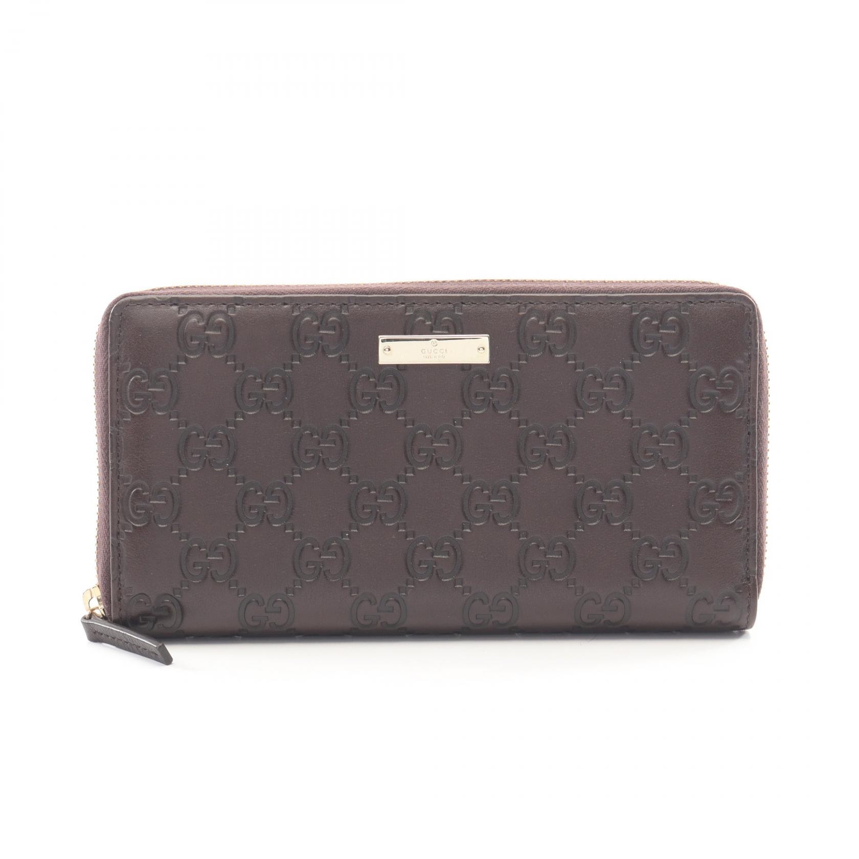 グッチ GUCCI GGキャンバス ラウンド長財布 財布 レザー レディース ブラウン系 307980 【中古】