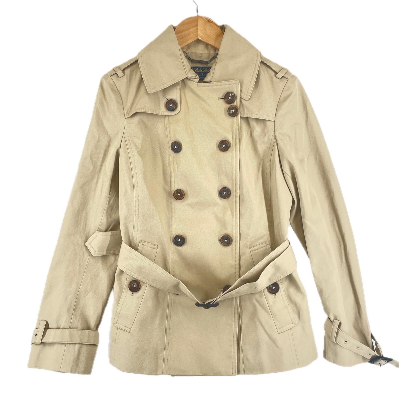 美品 Brooks Brothers ブルックスブラザーズ 無地 秋冬 AW トレンチコート コットン ベージュ レディース 0【古着】【中古】