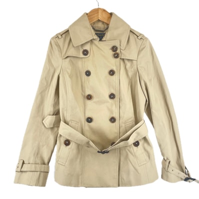 美品 Brooks Brothers ブルックスブラザーズ 無地 秋冬 AW トレンチコート コットン ベージュ レディース 0【古着】【中古】