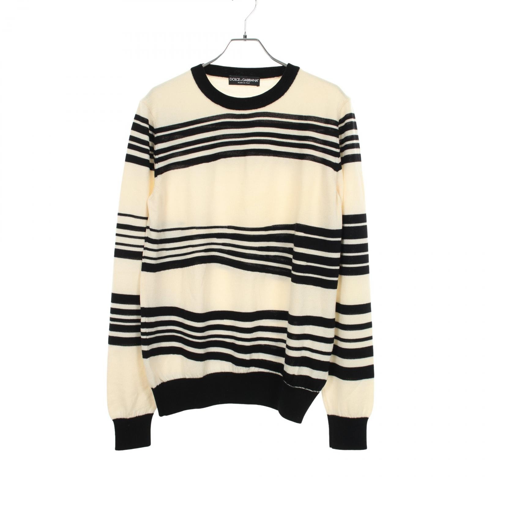 ドルチェアンドガッバーナ DOLCE & GABBANA ボーダー 長袖 ニット 衣料品 トップス ウール レディース ホワイト系 / ブラック系 GQ013K 【中古】