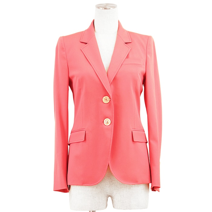 【新品同様】GUCCI 2016 S/S Cruise グッチ テーラードジャケット サイズ 40 レディース ストレッチ ウール×シルク アウター ピンク 桃色 イタリア製