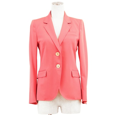 【新品同様】GUCCI 2016 S/S Cruise グッチ テーラードジャケット サイズ 40 レディース ストレッチ ウール×シルク アウター ピンク 桃色 イタリア製