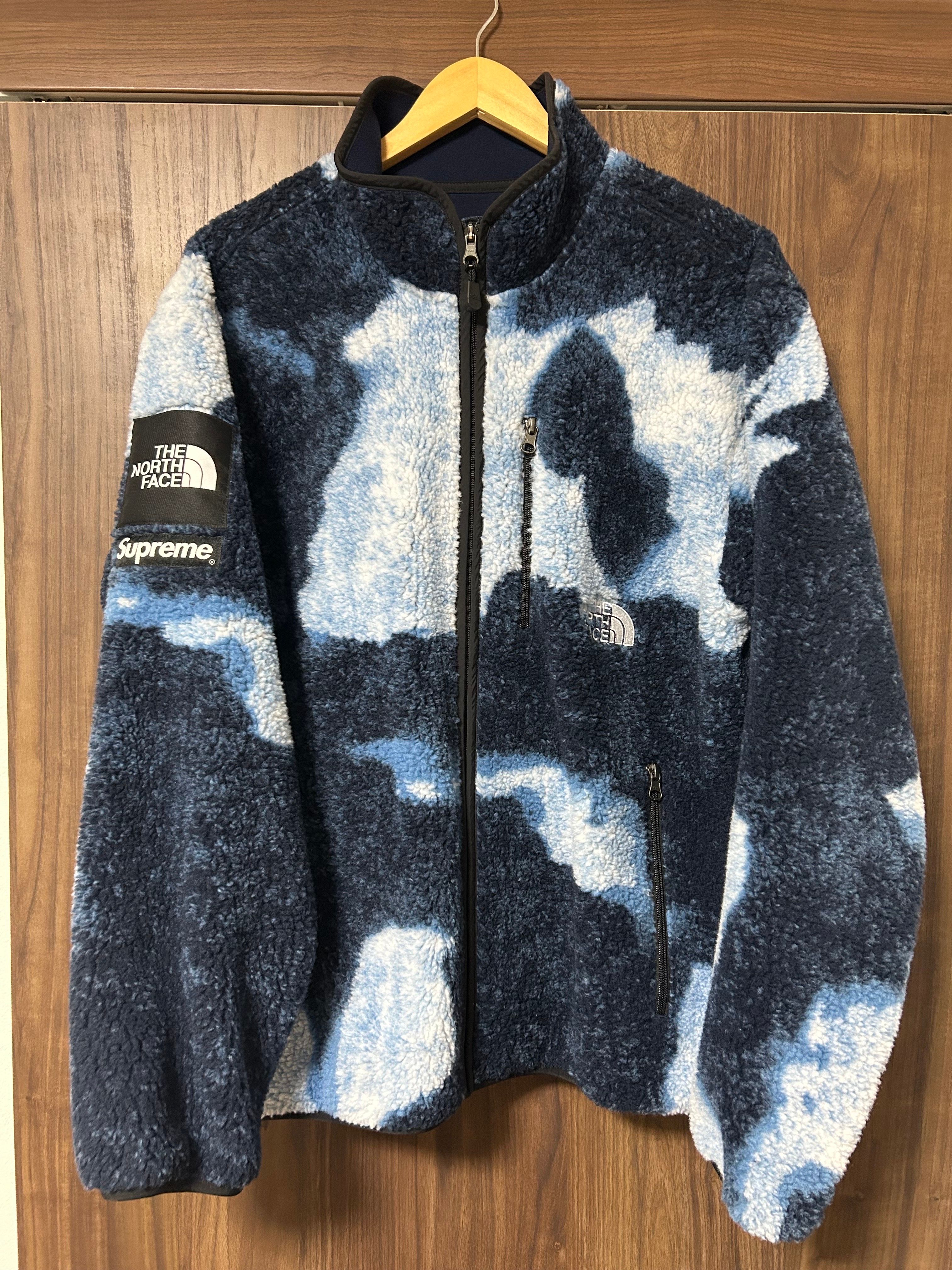 Supreme x The North Face Bleached Denim Print Fleece Jacket "Indigo"