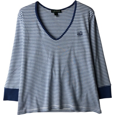 古着 ラルフローレン Ralph Lauren LAUREN ローレン ボーダー柄 七分袖 Vネック ロングTシャツ ロンT レディースL相当/eaa625942
