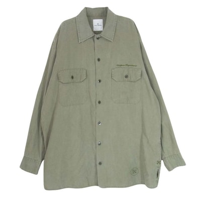 uniform experiment ユニフォームエクスペリメント 長袖シャツ 17SS UE-170050 ダブルポケット ロングスリーブ 長袖 ビッグ シャツ カーキ系 2【中古】