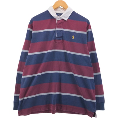 古着 ラルフローレン Ralph Lauren POLO RALPH LAUREN CLASSIC FIT ボーダー柄 長袖 ラガーシャツ メンズXL相当/eaa538018
