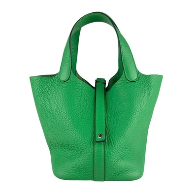 エルメス HERMES ハンドバッグ ピコタンロックPM 18 トリヨンクレマンス ヴェールコミックス シルバー レディース【中古】 z8089