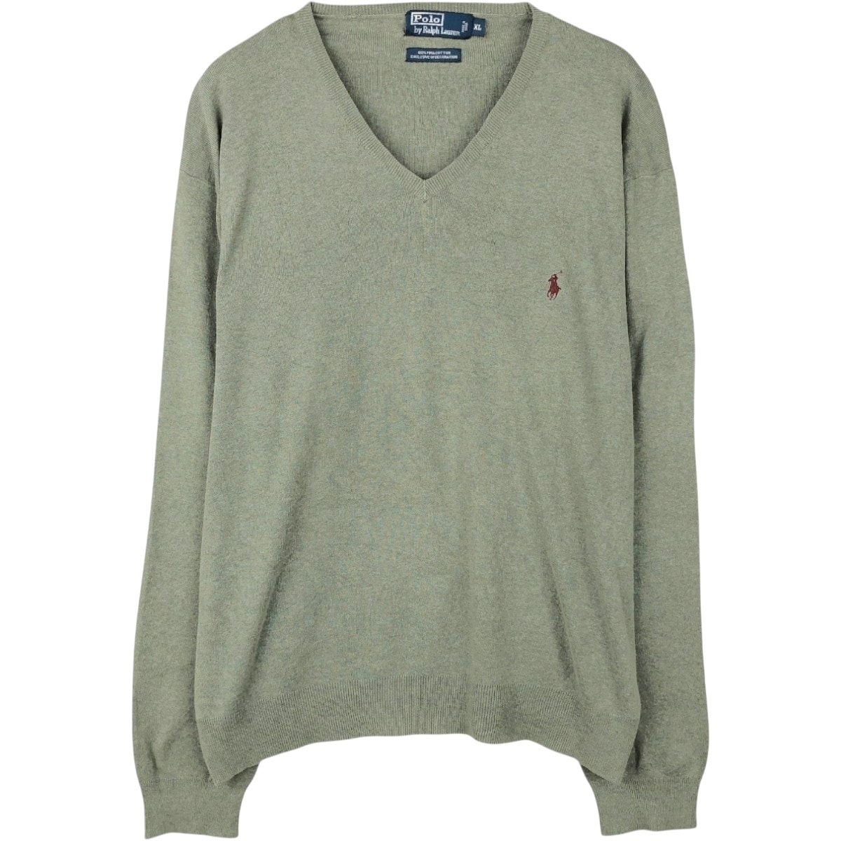 古着 ラルフローレン Ralph Lauren POLO by Ralph Lauren Vネック ピマコットンニットセーター メンズXL相当/eaa654175