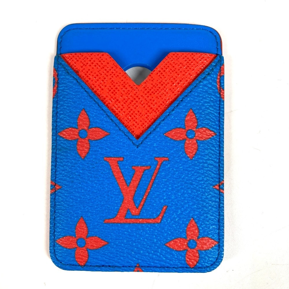 ルイヴィトン LOUIS VUITTON ポルト カルト マグネット M15034 モノグラムグロウ MagSafe マグセーフ 名刺入れ パスケース カードケース モノグラムキャンバス ブルー