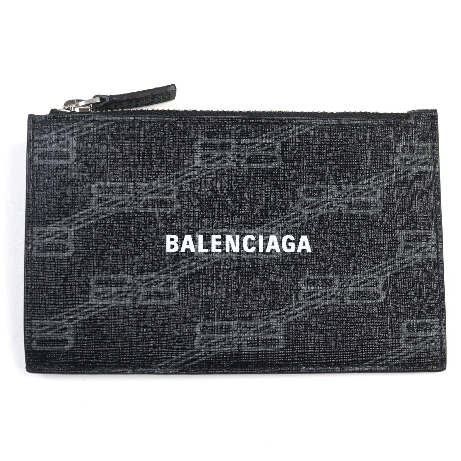 BALENCIAGA Signature Large Long Coin Card Holder BB Monogram Coated Canvas "Black"