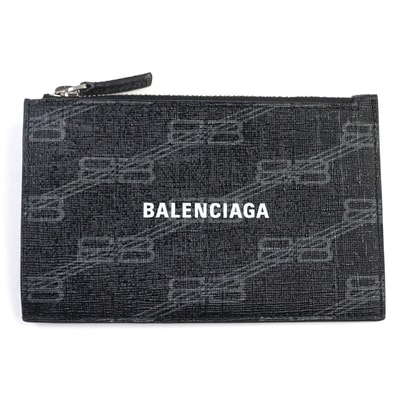 BALENCIAGA Signature Large Long Coin Card Holder BB Monogram Coated Canvas "Black"
