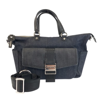 DIESEL ディーゼル ブラック 黒 シルバー金具 キャンバス ハンドバッグ ショルダーバッグ 2way 600751 【中古】