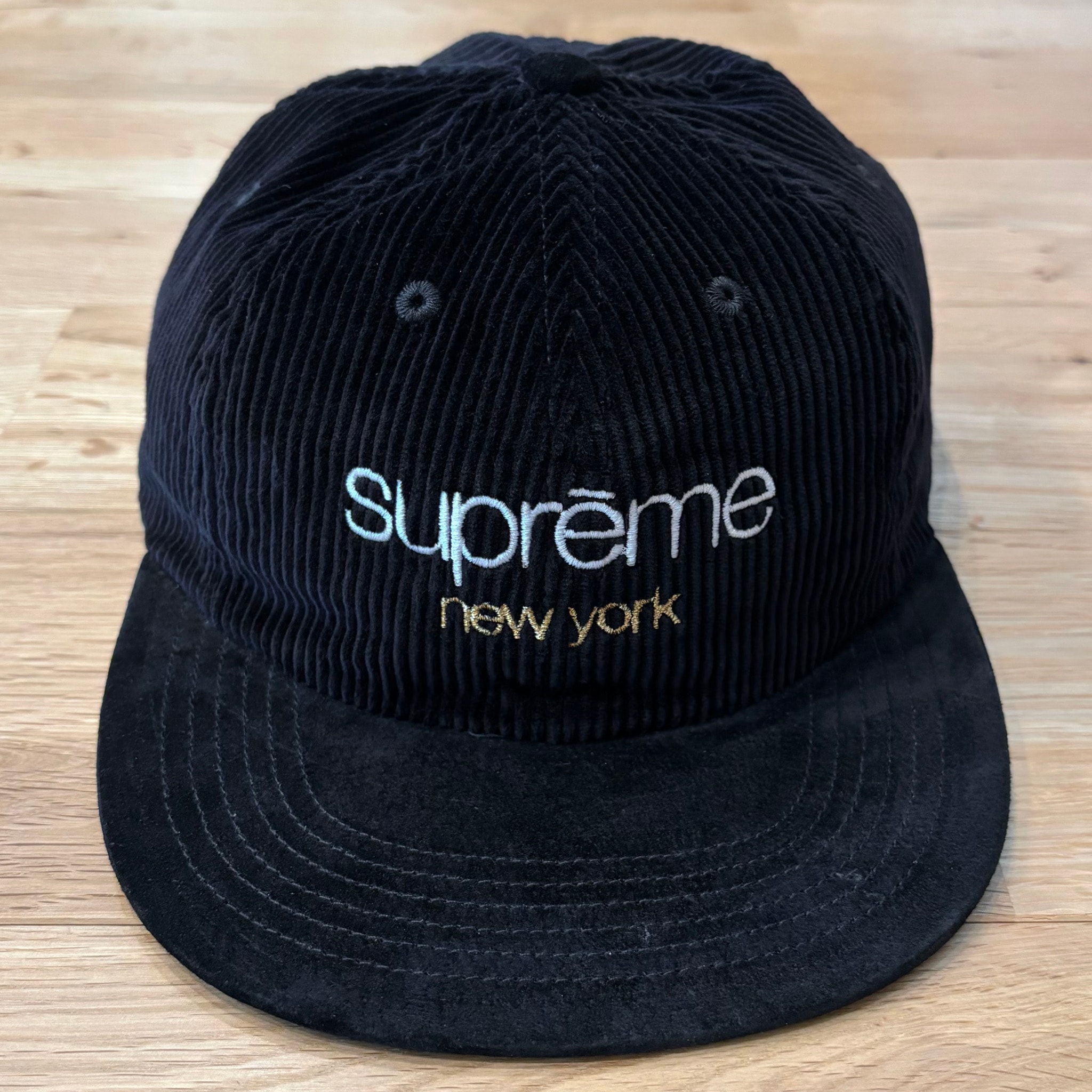 Supreme Classic Logo Corduroy 6-Panel 黒 クラシック コーデュロイ キャップ シュプリーム