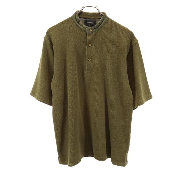 SOPHNET. ソフネット 日本製 半袖 ヘンリーネック Tシャツ M カーキ系