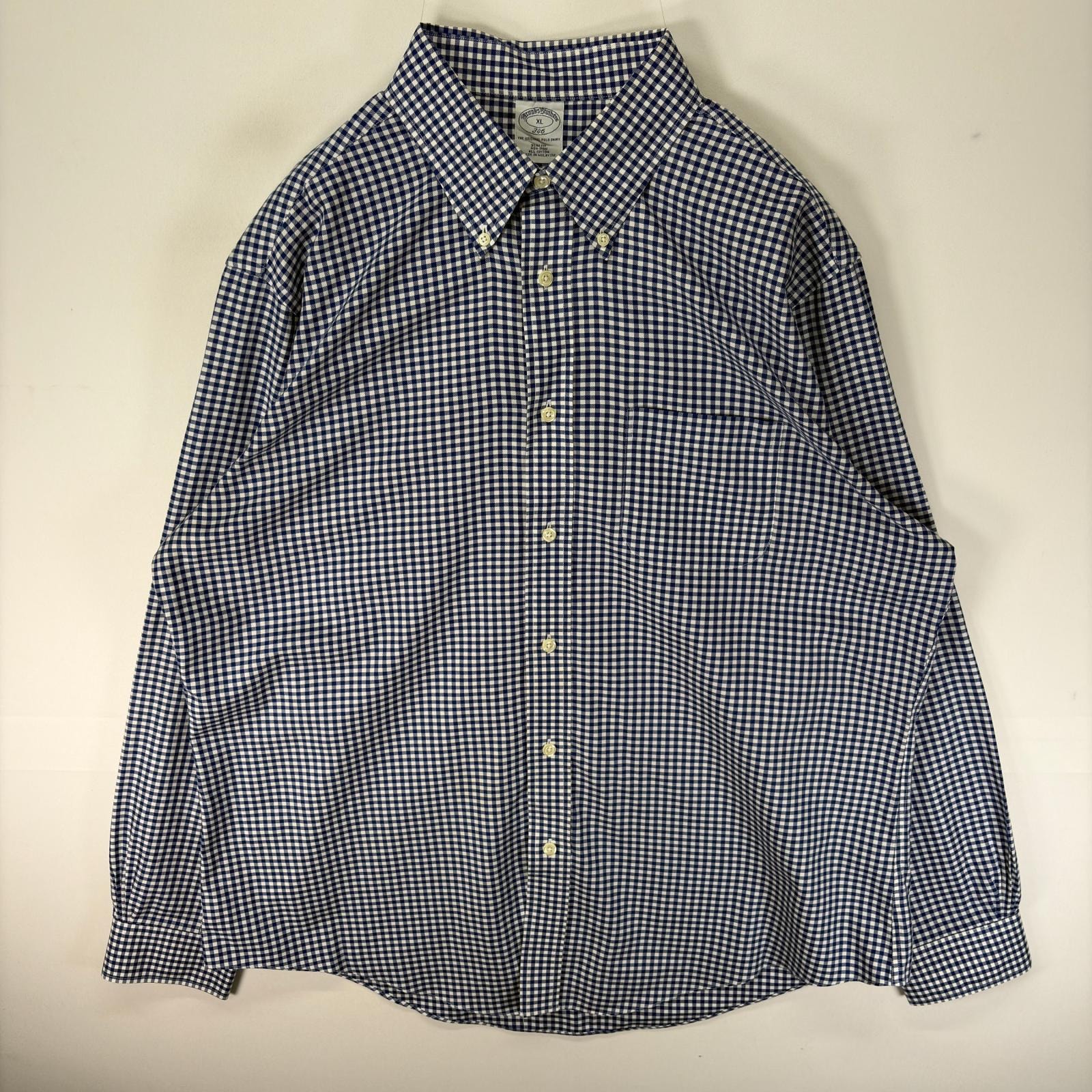 古着 ブルックスブラザーズ Brooks Brothers 長袖シャツ ボタンダウン 胸ポケット XL  ブルー系 チェック メンズ