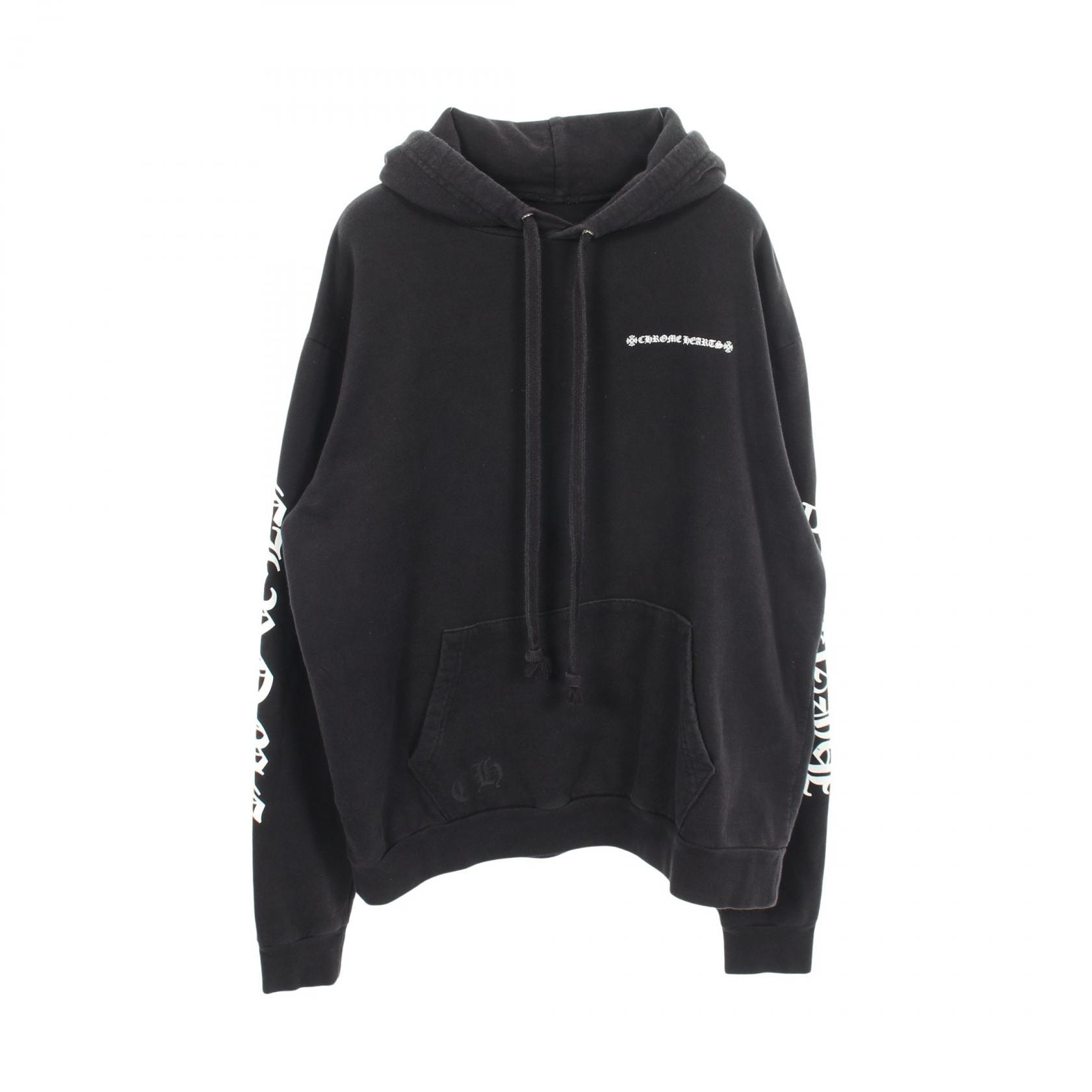 Chrome Hearts Tire Track Back Print Cemetery Cross Pullover Hoodie "Black"