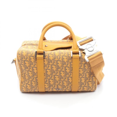 ディオール Dior ランゴ 26 ハンドバッグ バッグ キャンバス レザー レディース イエロー系 / ネイビー系 20-BO-0281 【中古】