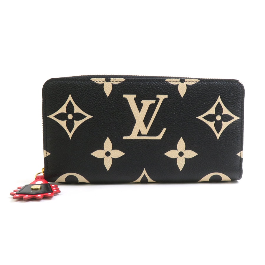 ルイ ヴィトン LOUIS VUITTON ラウンドファスナー長財布 モノグラムアンプラント ジッピーウォレット モノグラムアンプラント ブラック/ベージュ ゴールド レディース M69698【中古】 e62382a