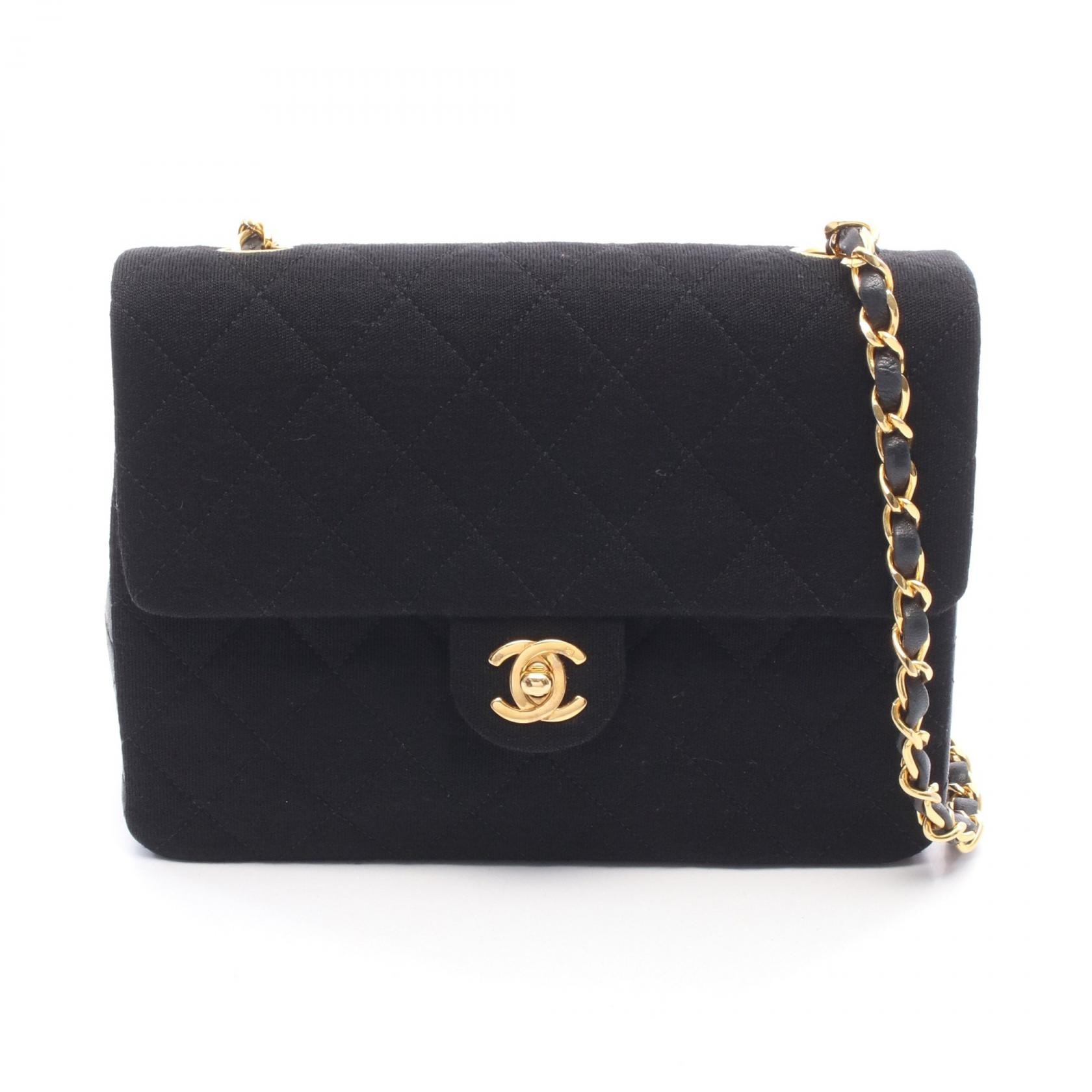 シャネル CHANEL ミニマトラッセ20 ショルダーバッグ バッグ ラムスキン(羊革) コットンジャージ レディース ブラック系 【中古】