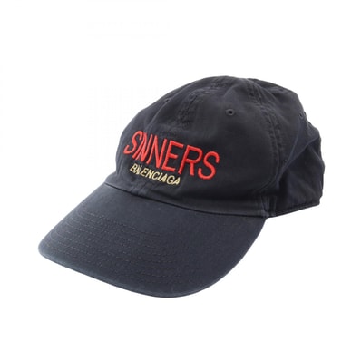 バレンシアガ BALENCIAGA SINNERS キャップ 帽子 コットン メンズ ブラック系 487067 【中古】