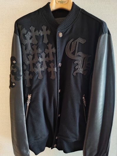 Chrome Hearts Letter Man CH Multi Leather Patch Leather Sleeve Blouson "Black"