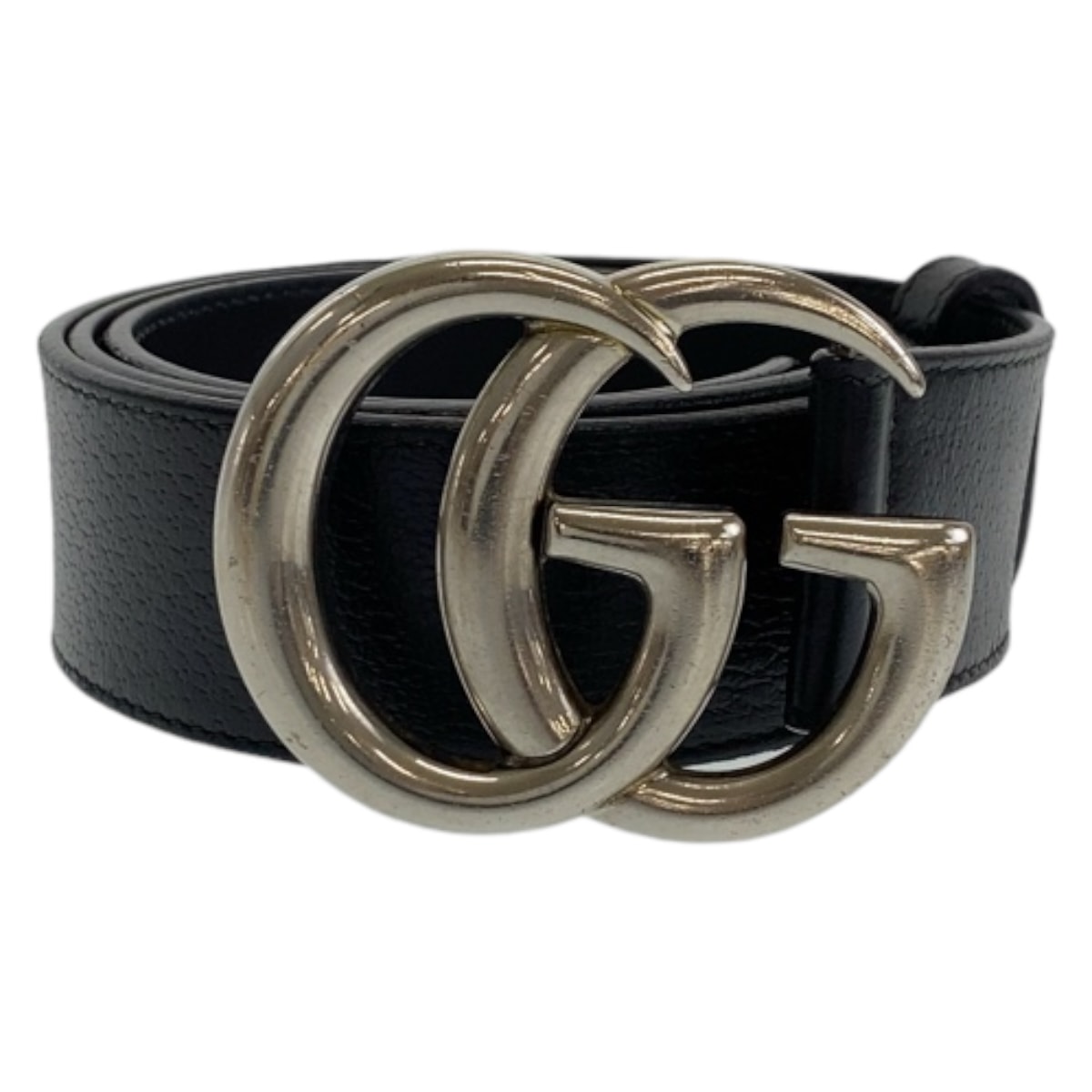 GUCCI グッチ GGマーモント 85cm/34インチ ブラック 黒 シルバー金具 レザー ベルト バックル 603918 【中古】